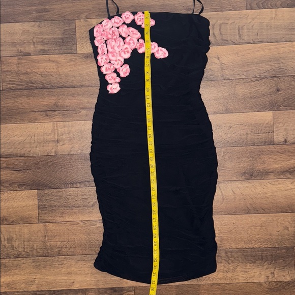 Betsey Johnson New York Size Large Dress Floral Detail Vintage Ruched Overlay - Picture 11 of 14